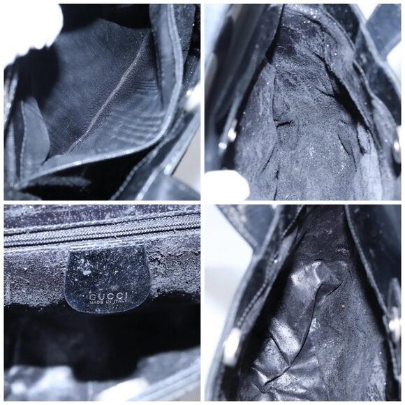 GUCCI Hand Bag Enamel 2way Black Silver - Picture 14 of 15